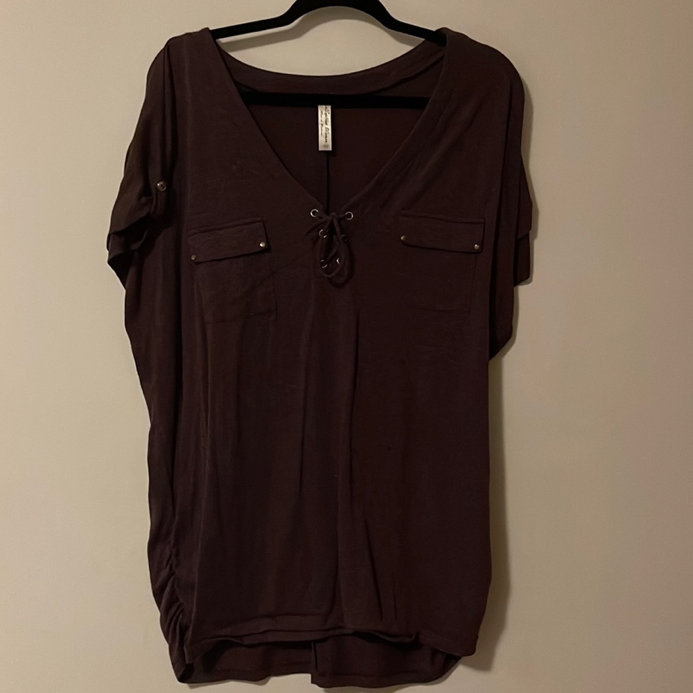 Dark purple corset tie shirt